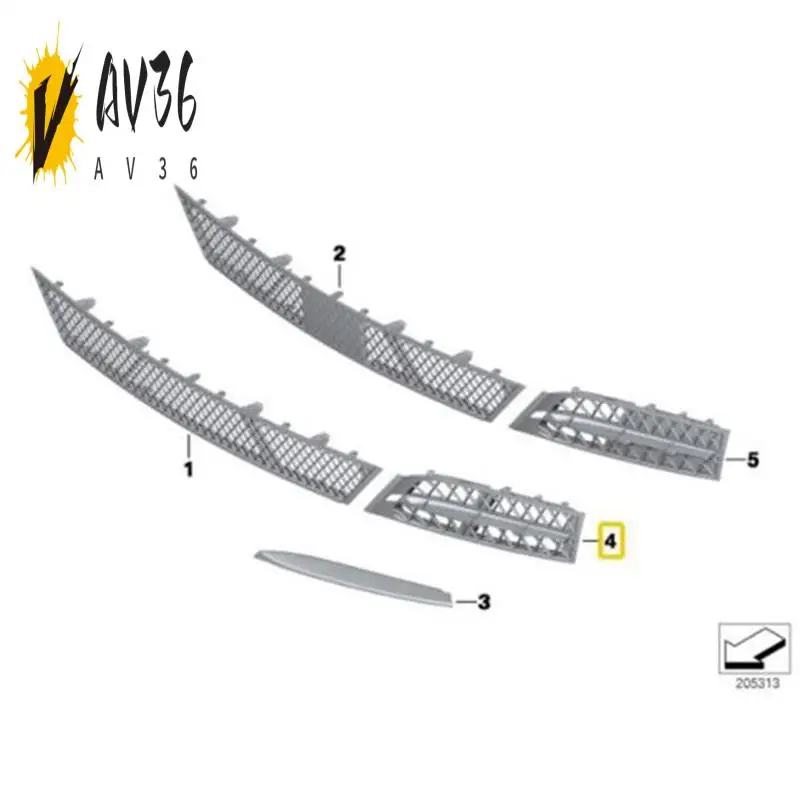 

AV36-2PCS Car Front Left Right Lower Open Grille Set Parts Accessories For BMW 5' F07 GT 2008-2013 51117200733 51117200734