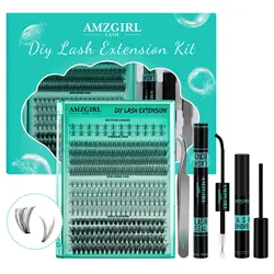 AMZGIRL LASH DIY Eyelashes Kit 348pcs Cluster Lashes Bottom Lashes Fishtail Fan 20D Spike Fan 30D Clusters (D-Mix5-16mm kit)