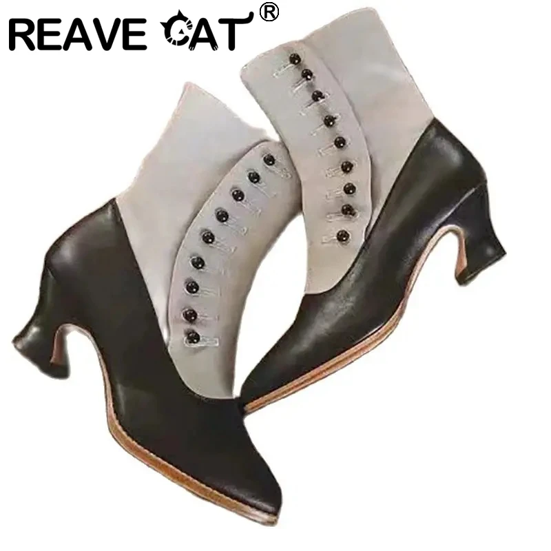 

Женские ботильоны с заостренным носком REAVE CAT, разноцветные Ботильоны на каблуке с бусинами, размеры 41, 42, 43, 33, для отдыха, 2024