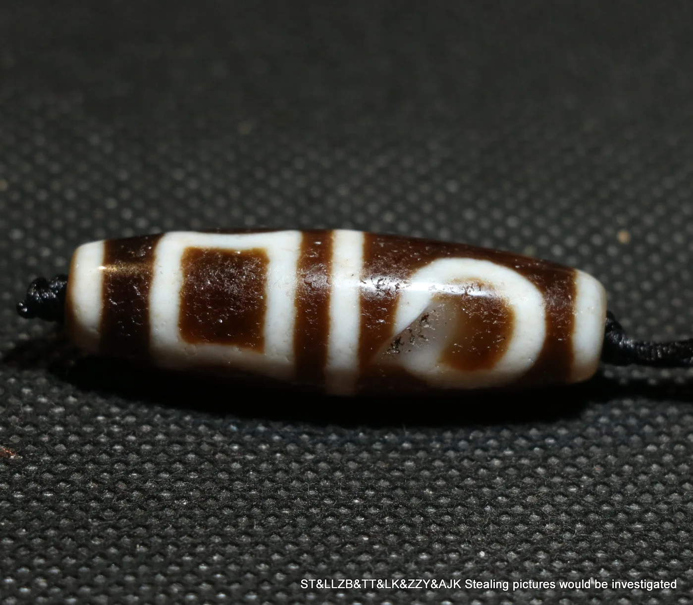 A Magic Power Energy Tibetan Oily Old Agate Double Heaven&Earth Harmonious dZi Bead Amulet Fit For Making Bracelet