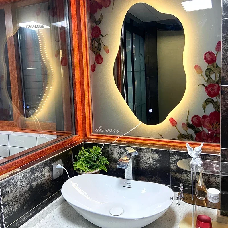 

Special-shaped Smart Bath Mirrors Led Makeup Mirrors Wall-mounted Bedroom Dressing Mirror Irregular Hotel Decorative Mirrors