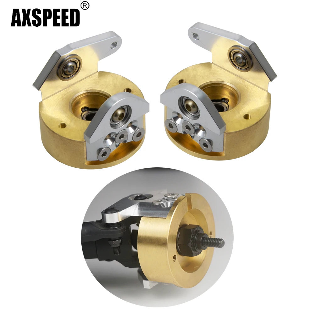 AXSPEED, 1 par de ruedas, eje de llanta, contrapeso de latón para 1/10 coche trepador de control remoto Axial Wraith 90018, piezas de mejora