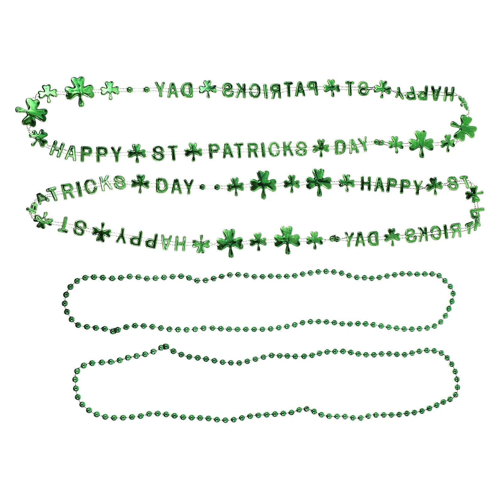 4 Pcs Necklace Green Shamrock Beads Chain Plastic St Patrick Day Festival Party Accessories Stylish Outfits Decorations
