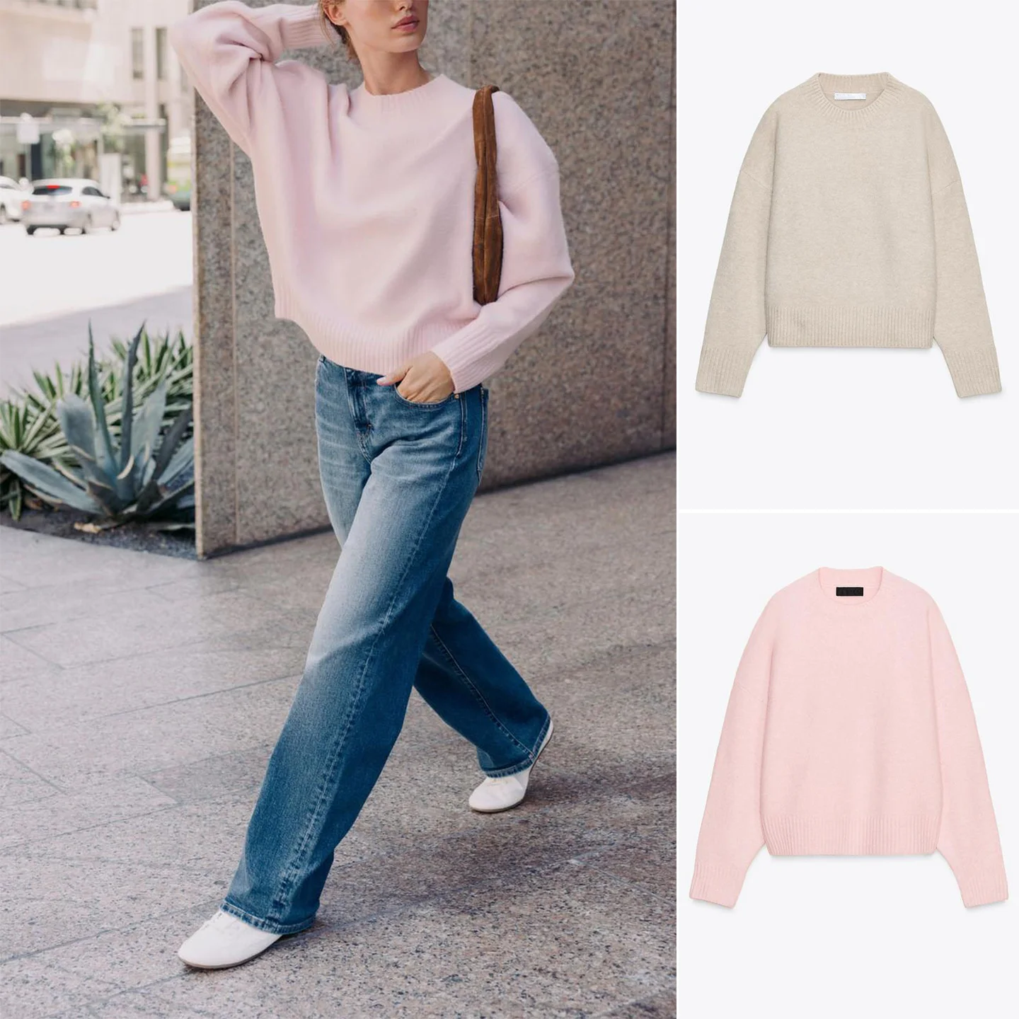 Morbido lavorato a maglia lungo Sve round Ne Pullover da donna Basic Sle Faion French Sle Fibra di poliestere Taglio dritto T-shirt