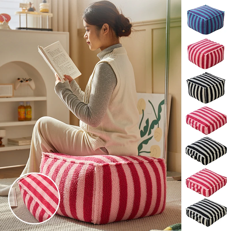 Thicken Velvet Lamb Wool Seat Cover Unstuffed Pouf Footstool  Ottoman Soft Fleece Footrest Cushion Cover No Fillings Futon