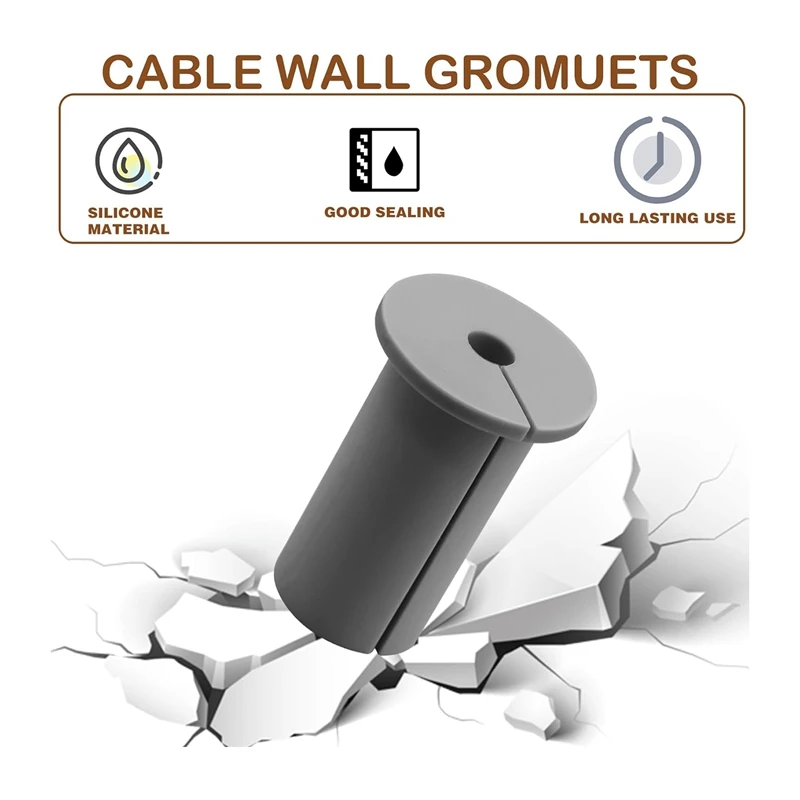 Wall Grommets For Starlink Cable For Streaming Organizing Protecting Cords Silica Gel Grey 6PCS