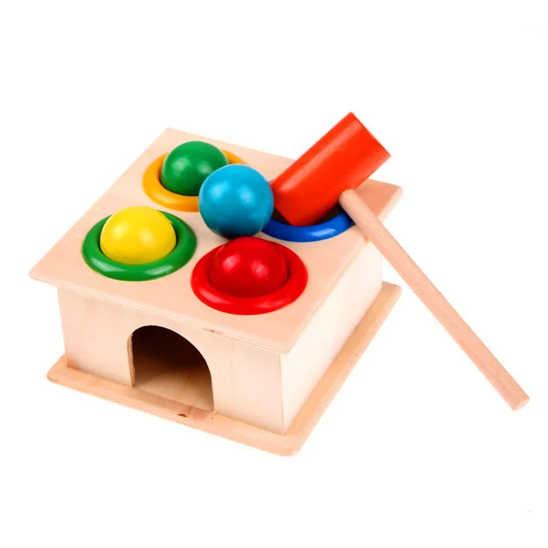 Baby Educational Toy Wooden Ball Hammer Box Children Fun Playing Hamster Game Early Learning Montessori Puzzles Kids Birthday