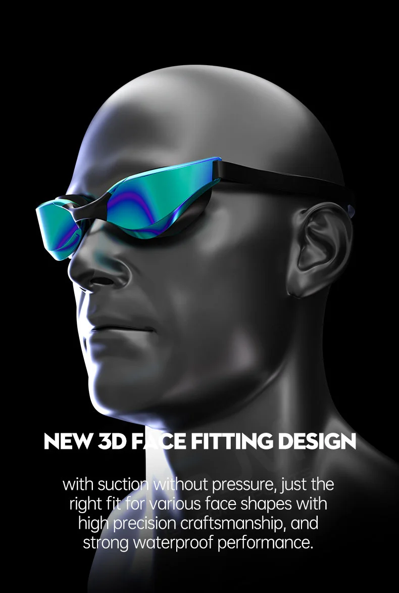 JSJM Neue professionelle Schwimmbrille für Erwachsene, HD-Antibeschlag, wasserdichte Silikon-Badekappe + Schwimmbrille für Männer und Frauen, Geschenke – Detail 5