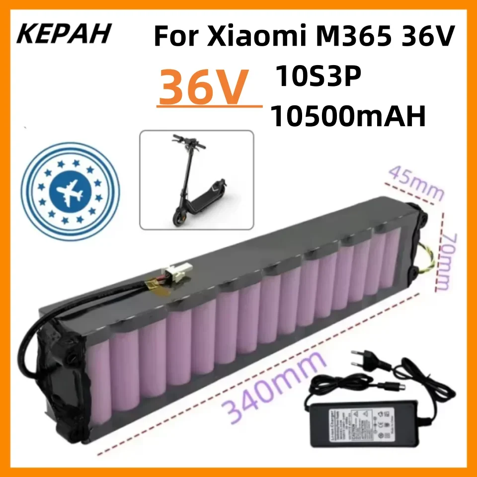 

42V Suitable for Xiaomi M365 M356 Pro dedicated battery pack, 36V lithium-ion battery, 10500mAh, with a range of 30 kilometers