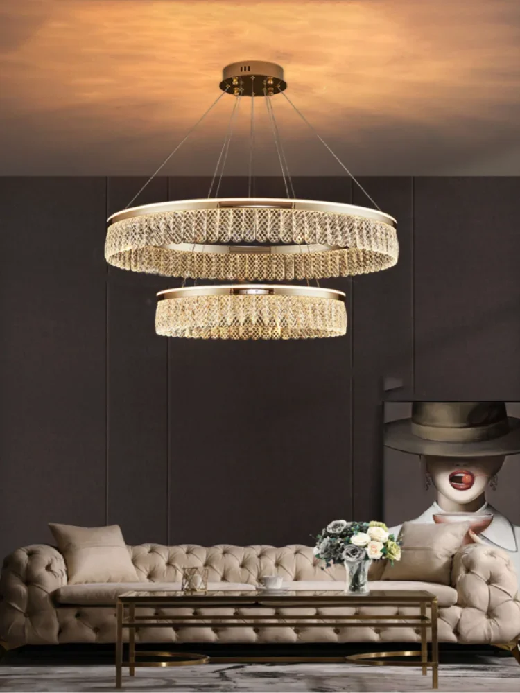 

SANDYHA Luxury LED Crystal Chandelier Modern Diamond Pendant Light for Bedroom Dining Living Room Villa Decorative Lighting