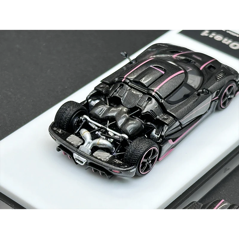 TPC In Stock 1:64 ONE 1 Pink Gold Carbon Fiber Hood Stripe Openable Hood Diecast Diorama Car Model Toy