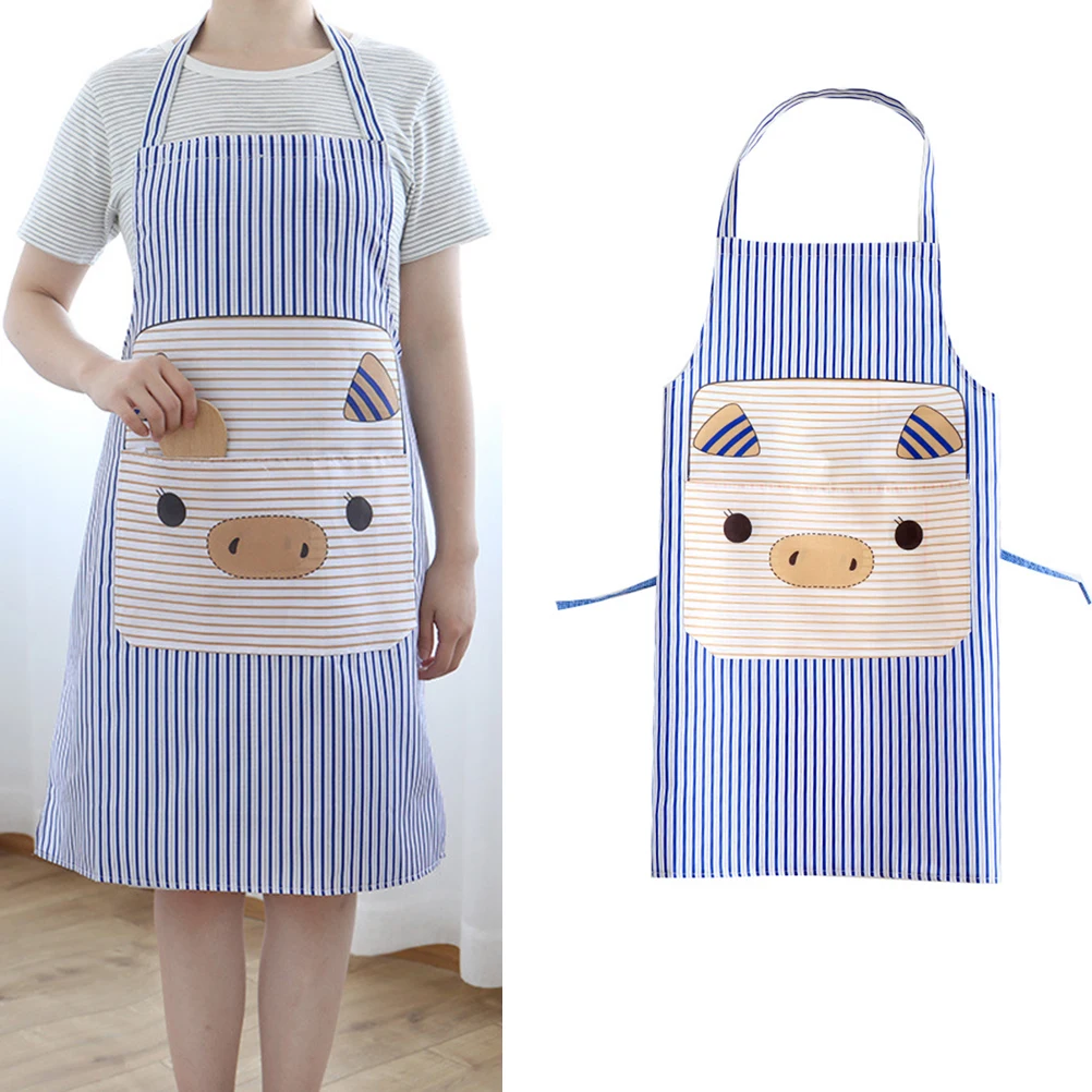 

Cartoon Pig Apron Polyester Hanging Neck Dustproof Oil Proof Kitchen Cooking Adult Size Big Camping