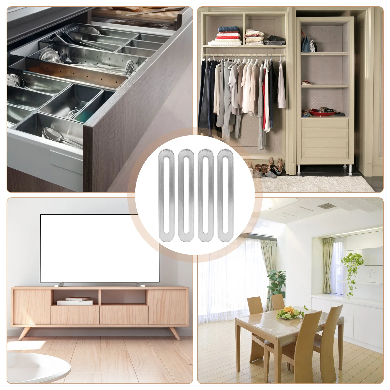 4 قطع من ألواح إصلاح مسطحة من الفولاذ المقاوم للصدأ، دعامات أثاث قابلة للتعديل لخزانة درج الكرسي، زاوية معدنية معززة #1