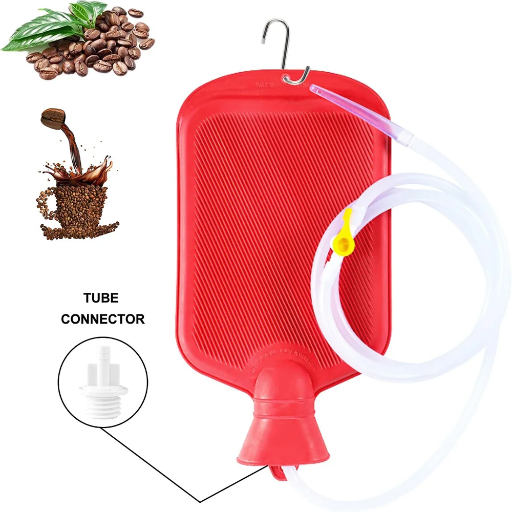 Enema Kit for Men and Women - 2-Liter Capacity Enema Bulb for Colon Detoxification and Cleaning, Is Enema Effective in Cleaning the Colon, Red Color