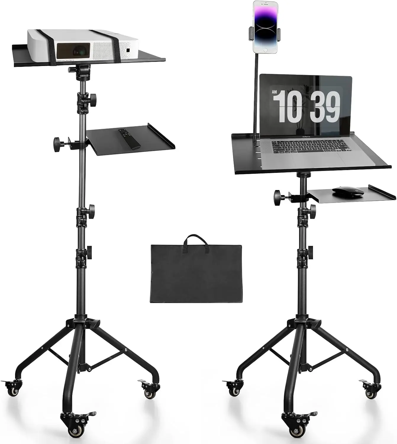 

Adjustable Tripod Stand with Phone Holder & Mouse Tray for Laptop, Projector, DJ Use
