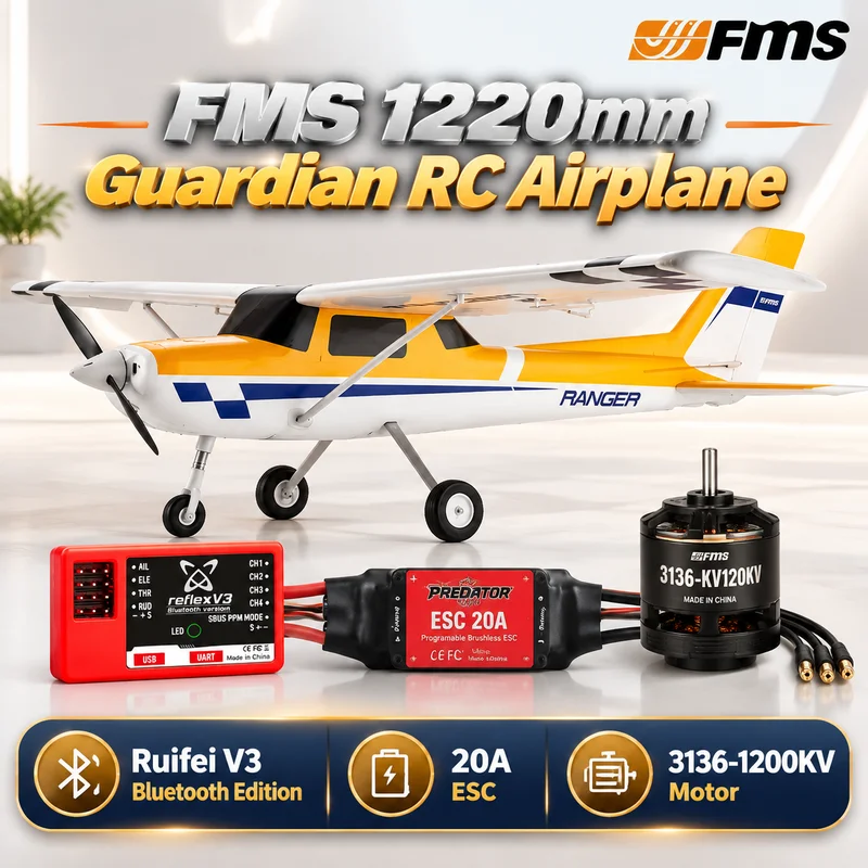FMS 1220mm Guardian Fall Resistant Training Practice Aircraft Remote Control Fixed Wing Model RC Electric Outdoor Toy For Newbie