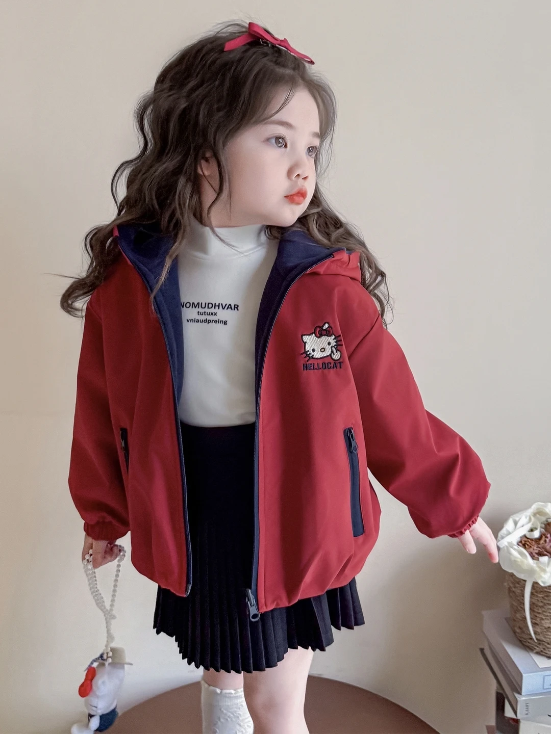 Thiened Fce Hooded Cotton Jaet Children's Winter Clothes Warm Cotton Coat Long Sve Zipper Closure Printed Design