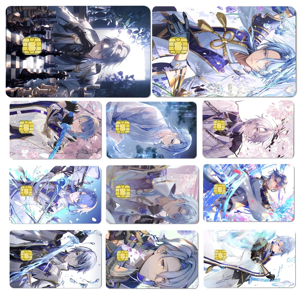 

Game Genshin Impact Kamisato Ayato Stickers 4pcs PVC Credit Card Skin Stickers Removable Self-adhesive Protective Film