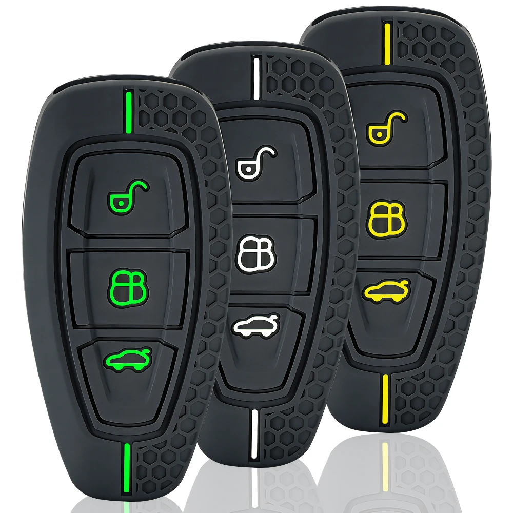 Funda de Silicona Metálica para Llaves de Coche Ford ST Line Fiesta Focus Mondeo Ecosport Kuga Puma Edge Escape, Accesorios para Llaves