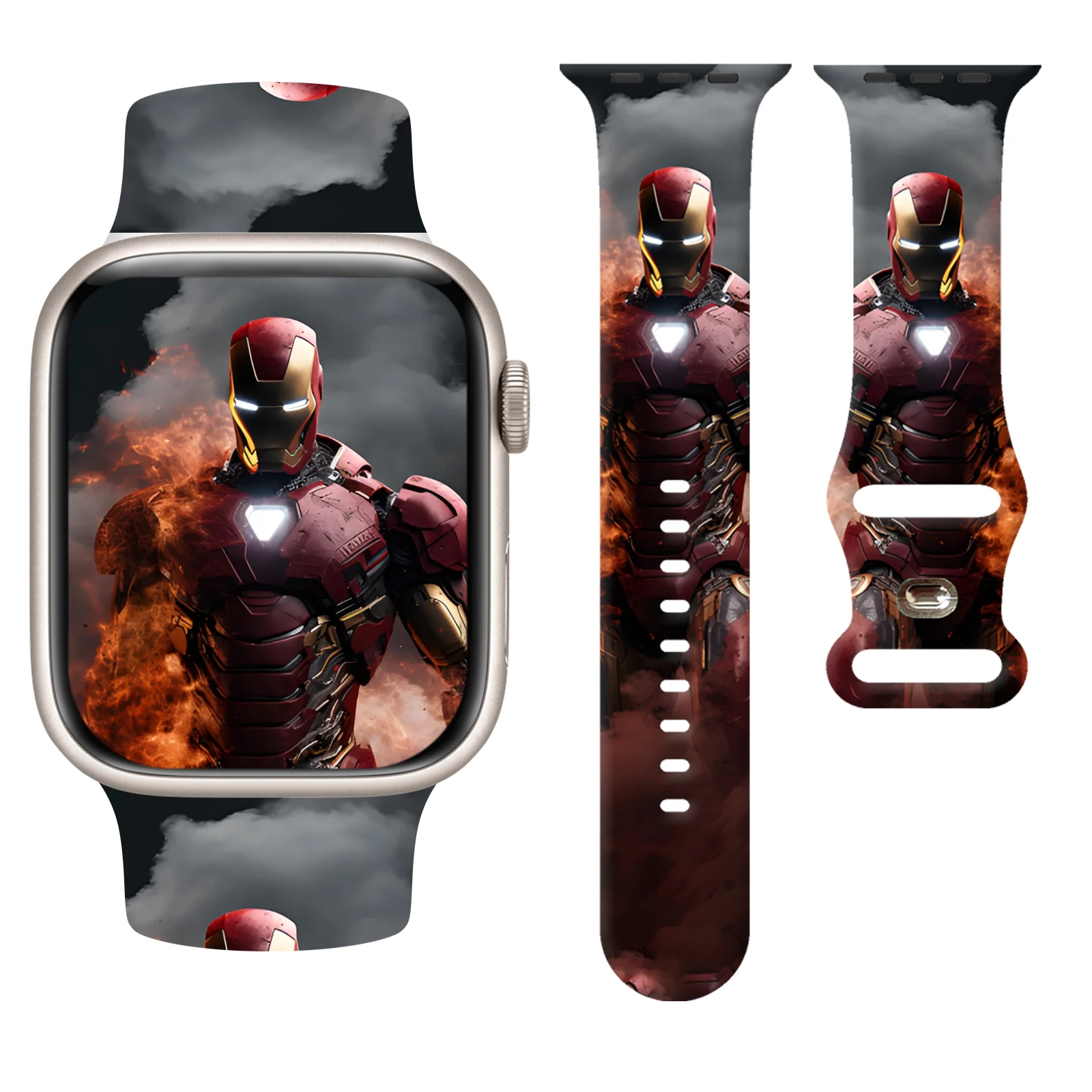 

MINISO Iron2 for Apple for Apple Watch 11 10 9 8 7 Silicone Band Replacable Bracelet for iWatch 46mm 42mm 41mm 40mm Watchband