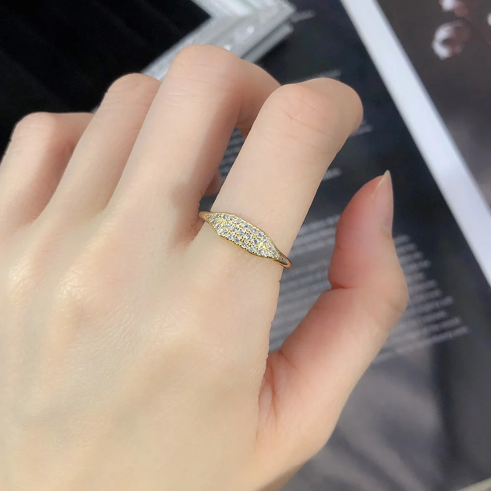 Dainty Minimalistischen Stacking Ring Für Frauen Trendy Zirkonia Gold Kristall Finger Zubehör für Weibliche Schmuck Geschenk R737 – Detail 3