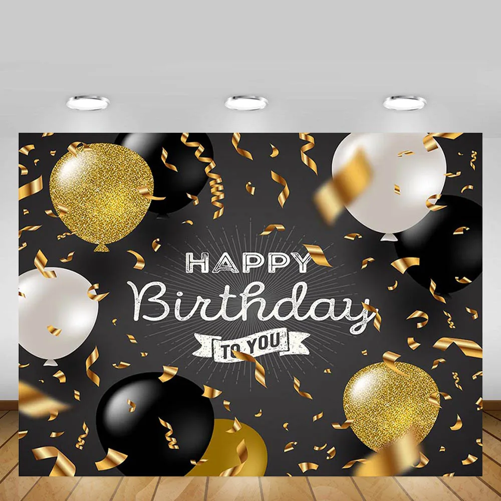 

Mehofond Birthday Party Photography Backdrops Gold Balloon Glitters Ribbons Celebration Photo Background For Photo Studio Props