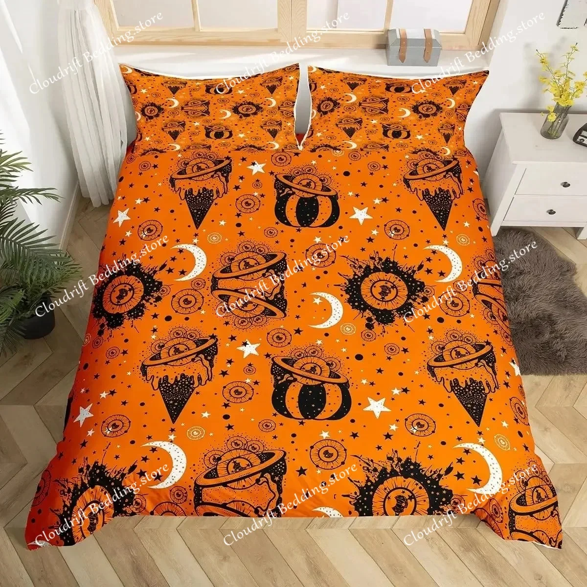 Eyes Comforter Bedding Set Bohemian Hippie Water-Drop Duvet Cover Boho Nazar Amulet Mysterious Polyester Quilt Cover