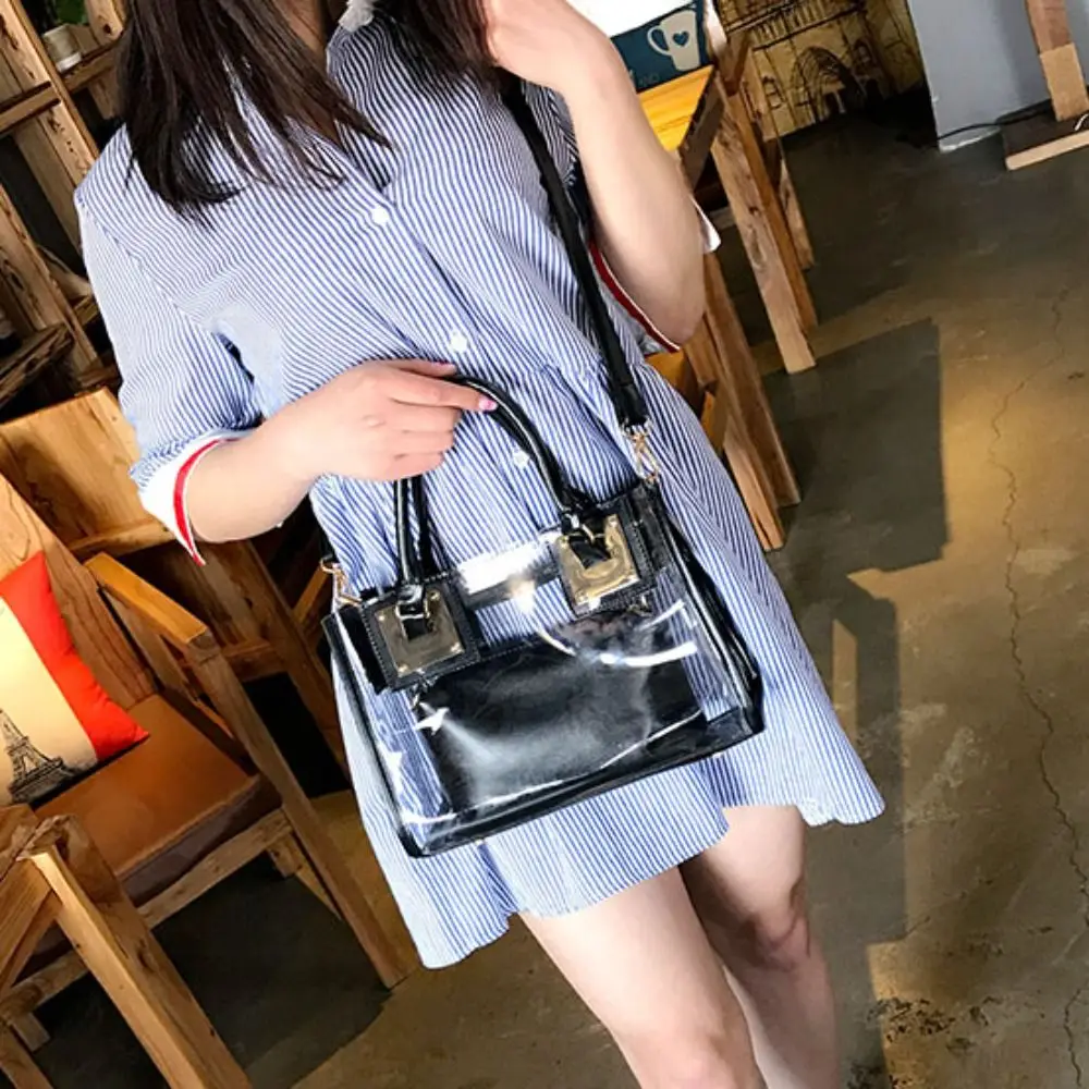 Transparent Jelly Crossbody Bag PVC Designer Square Summer Beach Handbag Large Capacity Adjustable Strap Shoulder Messenger Bag