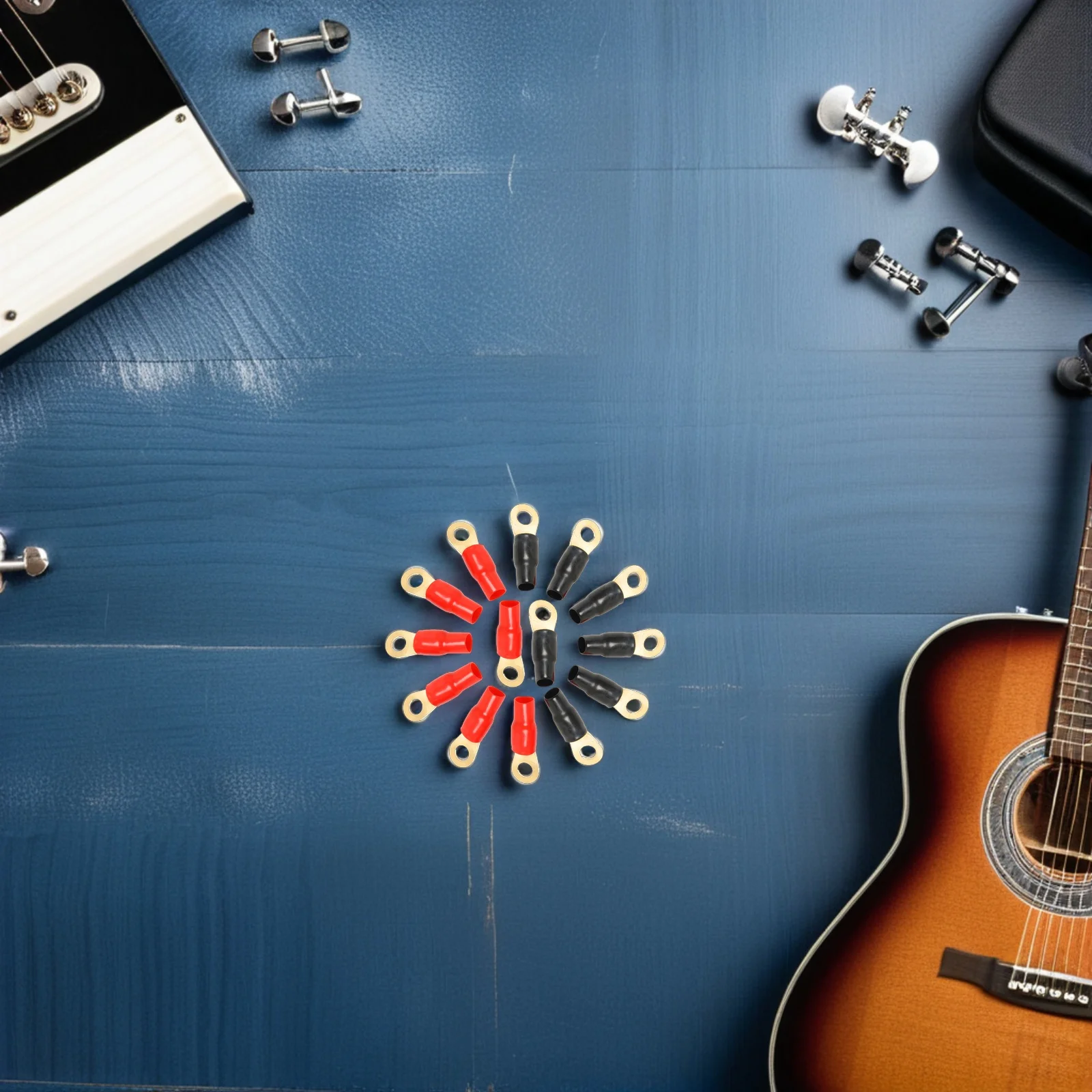 

10Pairs Crimp Terminals Electrical Insulated Ring Terminals Copper Gold Plated 4 Gauge Heat Shrink Wire Connectors Auto Workshop