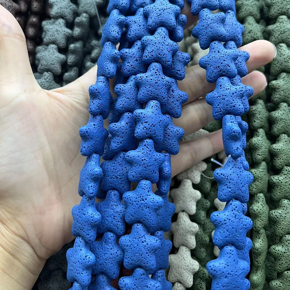 

Multi-Color Volcanic Rock Star-Shaped Bead Polished Dyed Semi-Precious Stone Straight Hole Necklace Bracelet Jewelry Accessories