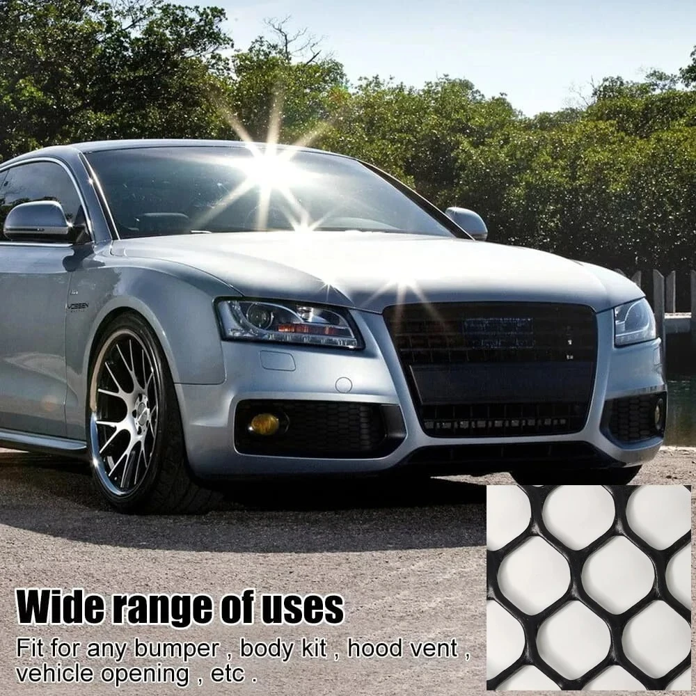 Aberturas de para-choque de corrida ABS 3D universais de 120 cm – Spoiler de malha de grade de favo de mel preto para ajuste de carro Componente de acessório automotivo externo