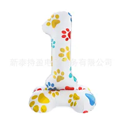 New 16 Inch Dog Claw Base Digital 0-9 Aluminum Film Balloon Pet Birthday Party Decoration