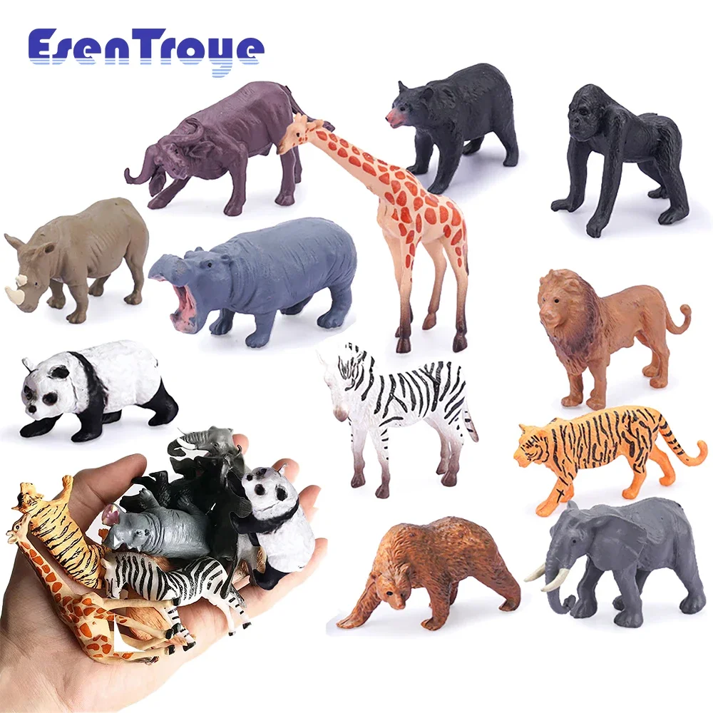 Realistic Safari Animal Figurines Simulation Model Mini Farm Woodland Animal for Kids Party Favor Preschool Educational Toy Gift