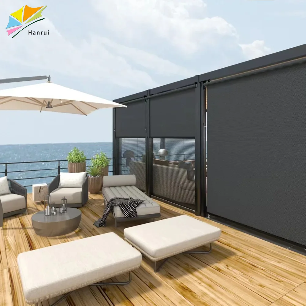3m-10m Wide Built-In Smart WiFi Windproof Electric Motorized Vertical Roller Blinds With Zip Screen Ziptrack
