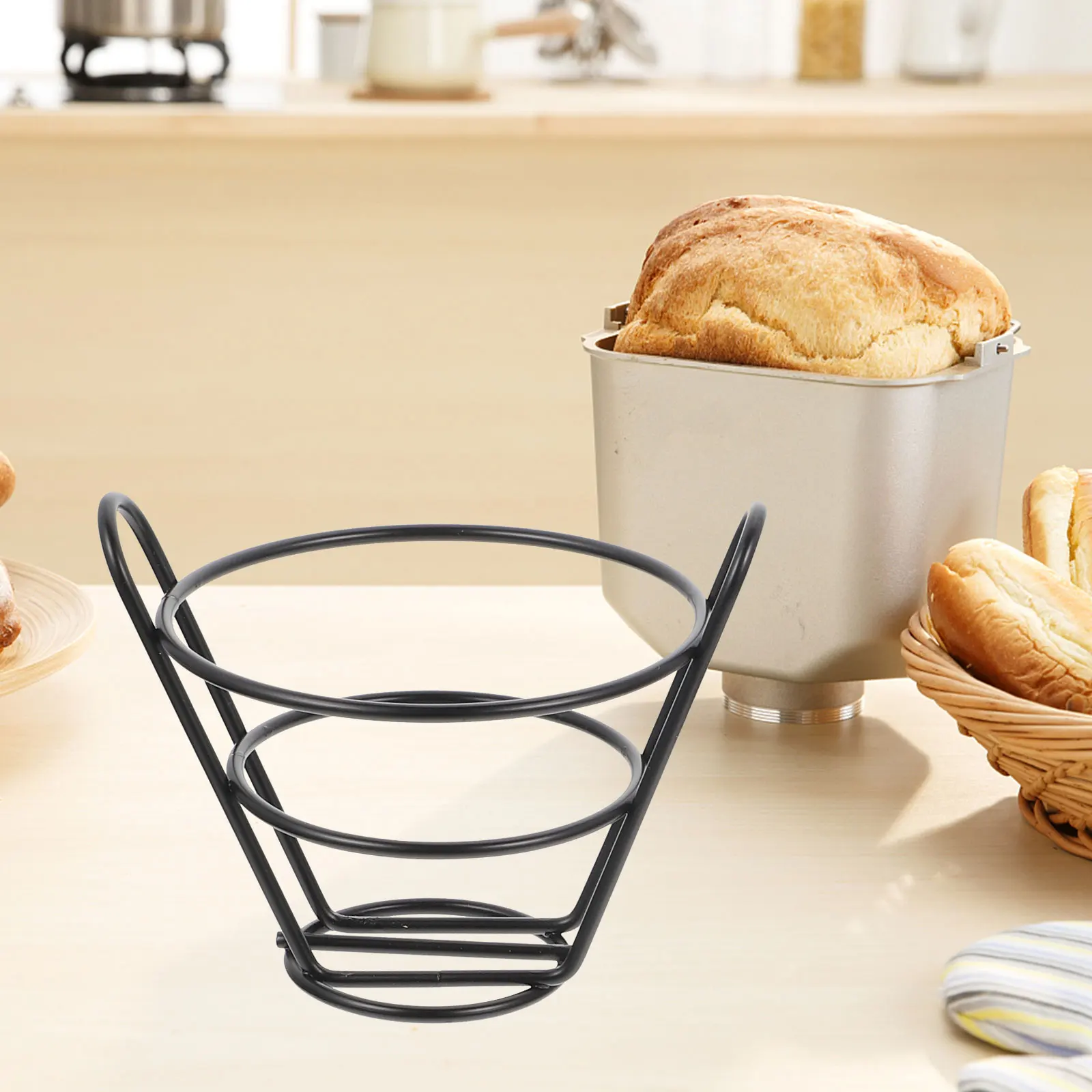 

2Pcs Snack Storage Basket Iron Material Large Capacity Foldable Drainer Black French Fry Holder Chips Appetizer Rack Fried Food