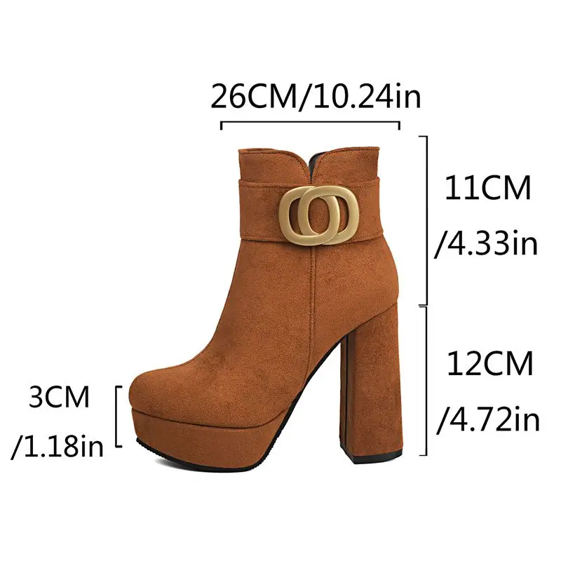 ORCHA LISA موضة 2025 مثير المرأة حذاء من الجلد جولة تو 11.5 سنتيمتر كعب مكتنز منصة سستة ديكور معدني حجم كبير 45-46 حفلة