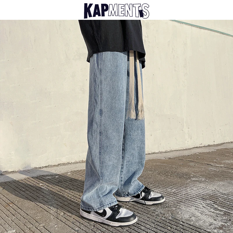 Kapments Mannen Letter Baggy Streetwear Jeans Broek 2023 Heren Zwarte Rechte Grafische Denim Broek Mannelijke Wijde Pijpen Joggingkleding