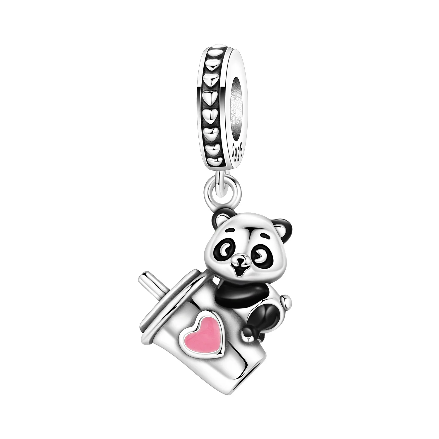 

PANPOKI 925 Sterling Silver Panda Coffee Cup Charms Beads Pendant Fit DIY Bracelet Necklace Jewelry Souvenir Gifts