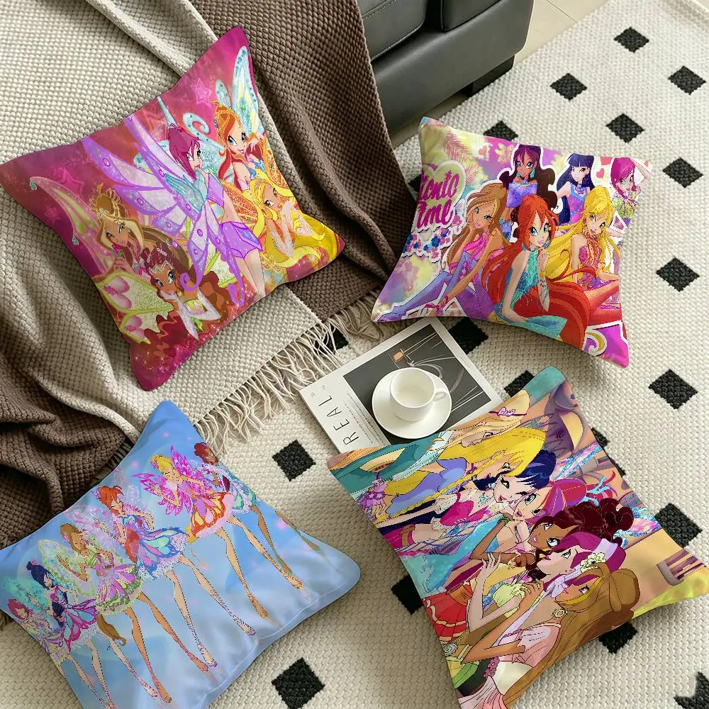 Girl-W-Winx Catoon Clubs Cushion Cover Polyester Sofa Cushions Decorative Throw Pillows Home Decoration Pillowcover