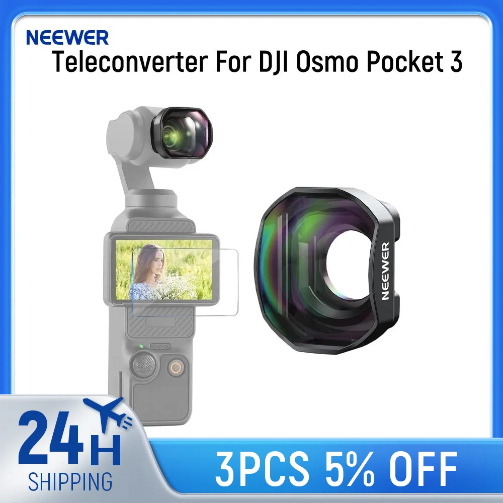NEEWER Teleconverter For DJI Osmo Pocket 3 Only, Multicoated HD Optical Glass Magnetic Lens, Gimbal Action Camera Accessories