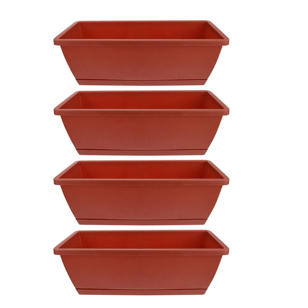

4 set Rectangular Planting Trough Large Flower Planter Pot for Balcony Garden Vegetable Growing Window Box Resin Container