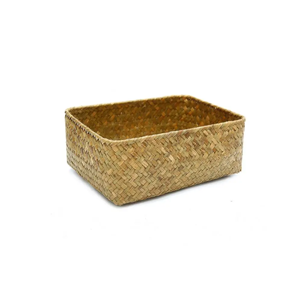 Fine Workmanship Handmade Straw Dried Flower Fruit Pot Basket Rattan Box Candy Earphone Organizer Sundries Storage Home Decor