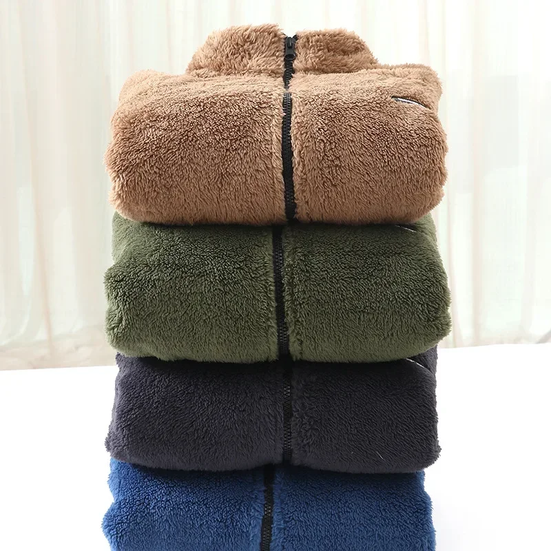Children Winter Outerwear Fleece Warm Teenage Boys Girls Plush Jacket Zipper Fur Coats 4-18 Y Casual All-match Kids Tops Clothes