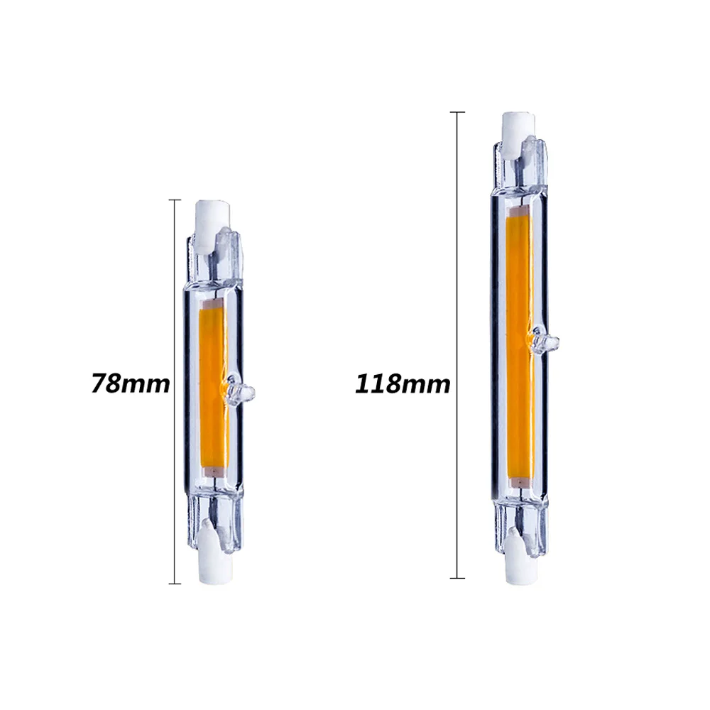 Dimmable Glass Tube COB LED R7S 78mm 118mm 15W 30W 40W Energy Saving Spotlight AC 220V R7S LED Bulb Replace 50W 90W Halogen Lamp