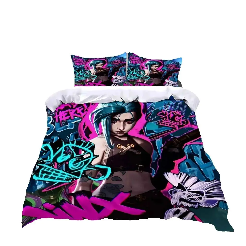 

Anime Jinx Duvet Cover Pillowcase, Game Character Bedding Set 2/3pcs, Cartoon Print Bedroom Decoration, Gifts for Boys and Girls
