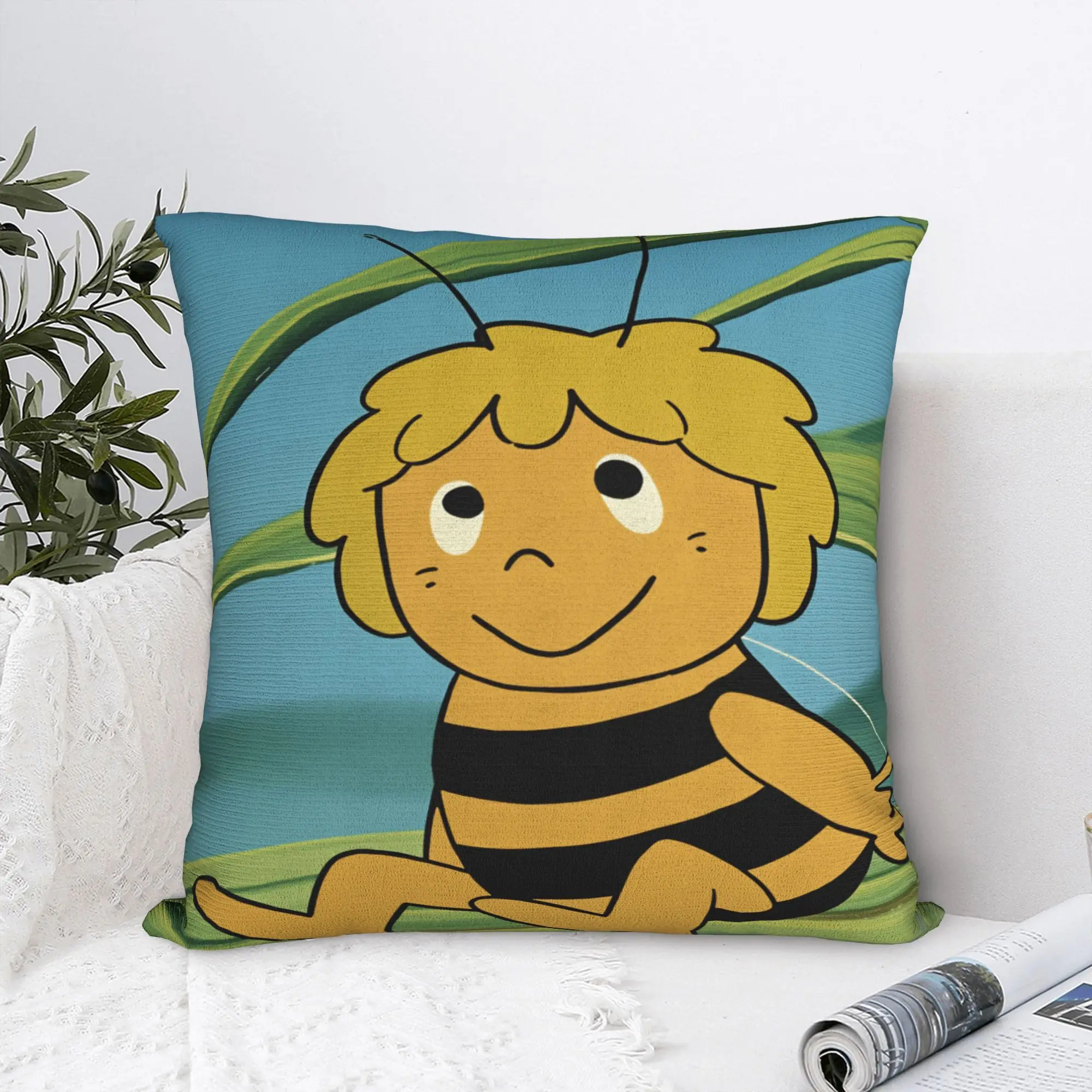 M-Maya the B-Bee Pillow Case  Soft Pillow Cover For Chair Sofa Home Decor Novelty Cushion Cover