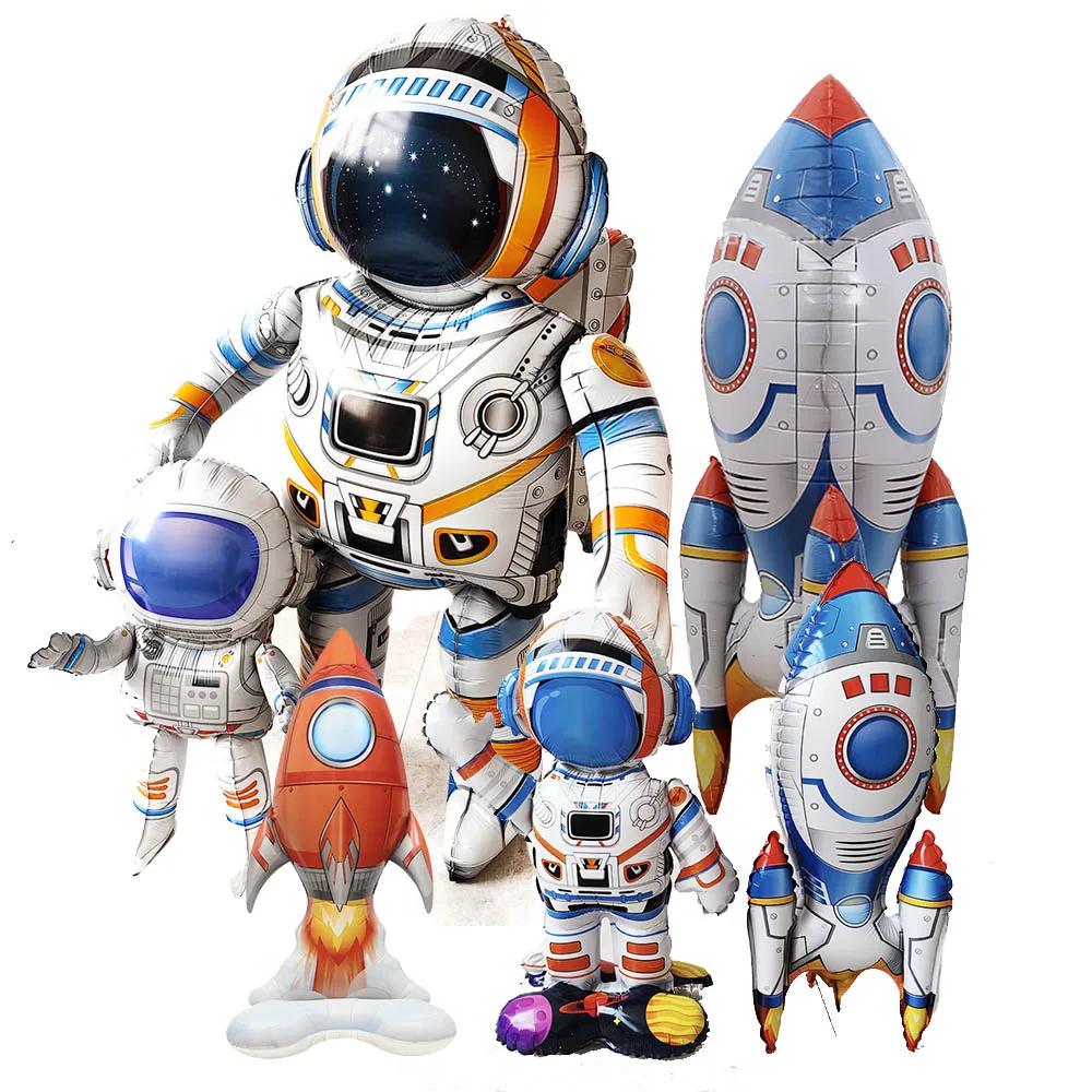 Stehplatz Astronauten Ballon 3d Raumfahrer Raketen folie Luftballons für Kinder Jungen Universum