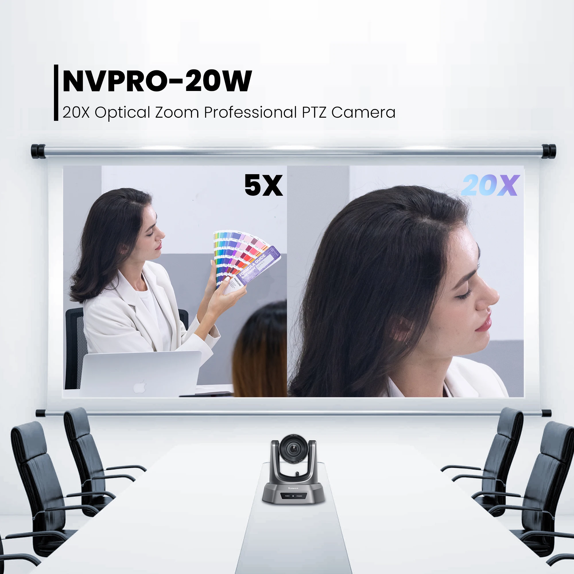 Tenveo NVSeries 20W 20x Zoom óptico USB3.0 Cámara de conferencia PTZ Cámara de vídeo 1080P con varias necesidades de reuniones