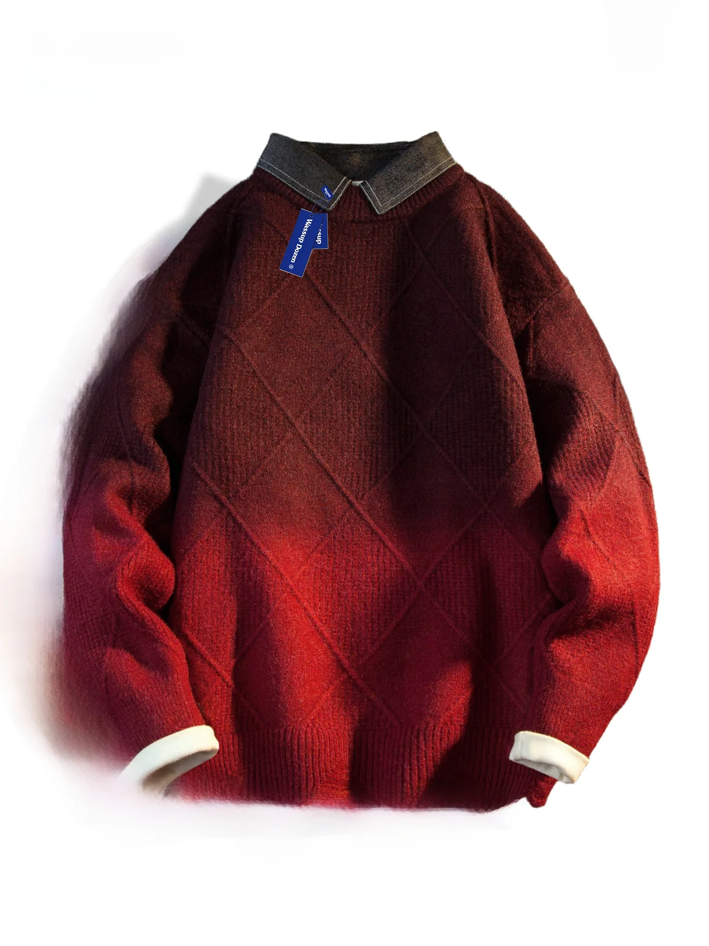 

Красный вязаный длинный све женский приталенный модный топ из двух частей, повседневный удобный мягкий волокно из смеси полиэстера