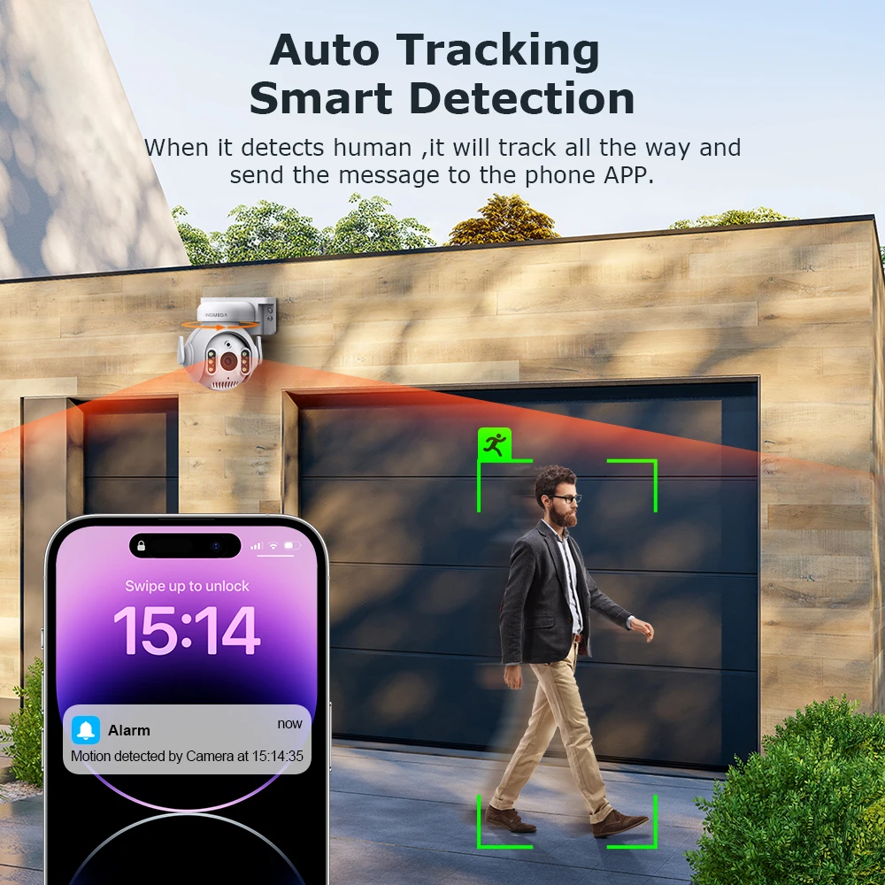 INQMEGA 5MP TUYA Smart Camera Security Home Surveillance Camera with 2.4G WiFi 2-Way Audio Full Color Night Vision Waterproof